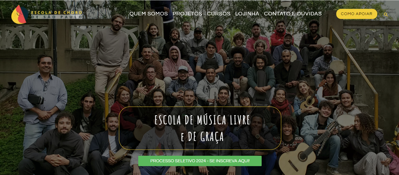 Criação de Website exclusivo Escola de Choro de São Paulo em Wordpress