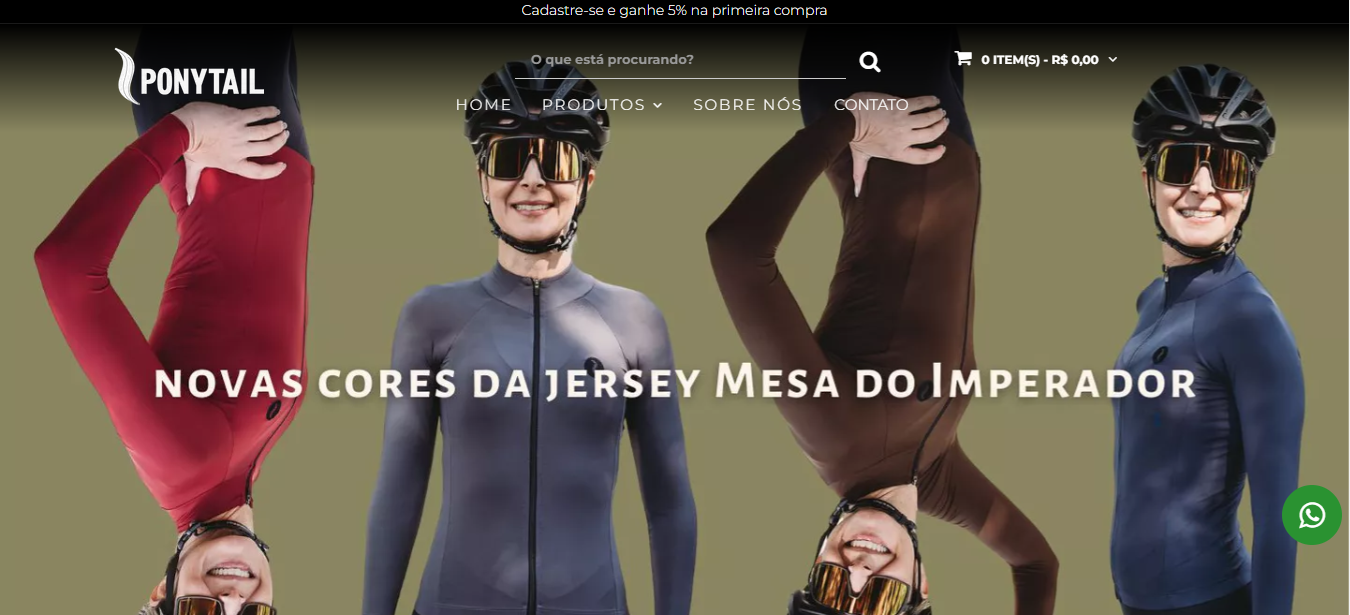 Criação, suporte e manutenção de E-commerce Ponytail (Plataforma Irroba)